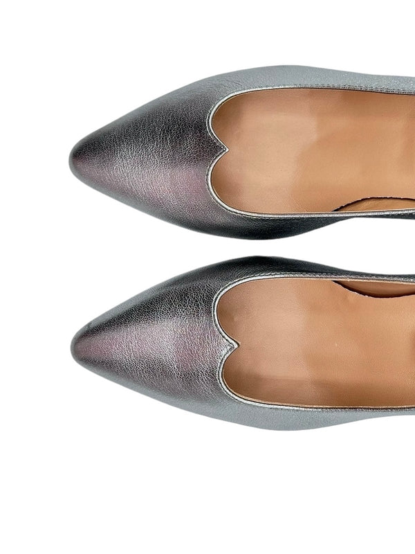 ALLEGRA scollo a cuore in nappa silver