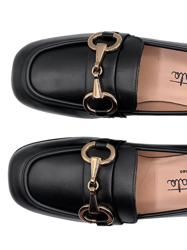 AMANDA mocassino con morsetto in pelle nera