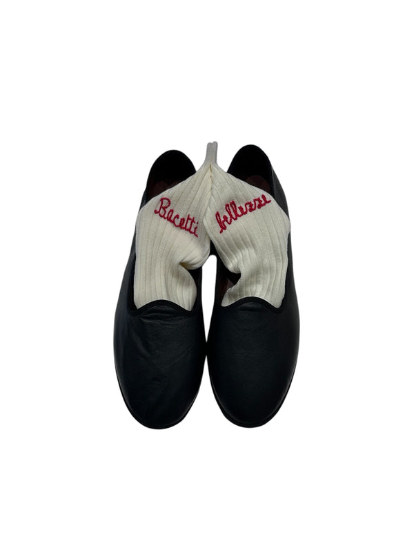 Calzini PANNA con ricamo a mano rosso "Bacetti bellezze"