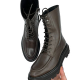 ALEXIA anfibio in nappa testa di moro con lacci, zip e suola extralight  - BEST SELLER