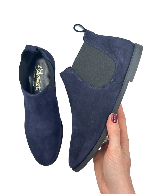 ARIA stivale tronchetto basso in camoscio blu abisso