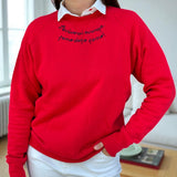 Felpa Avvocata rossa con ricamo a mano blu 𝒜𝓇𝓇𝒾𝓋𝑒𝓇𝒶𝒾 𝑜𝓋𝓊𝓃𝓆𝓊𝑒, 𝓅𝒶𝓈𝓈𝑜 𝒹𝑜𝓅𝑜 𝓅𝒶𝓈𝓈𝑜!