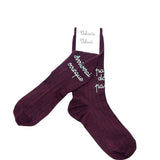 Calzini BORGONA con ricamo a mano CIELO "Arriverai ovunque, passo dopo passo"