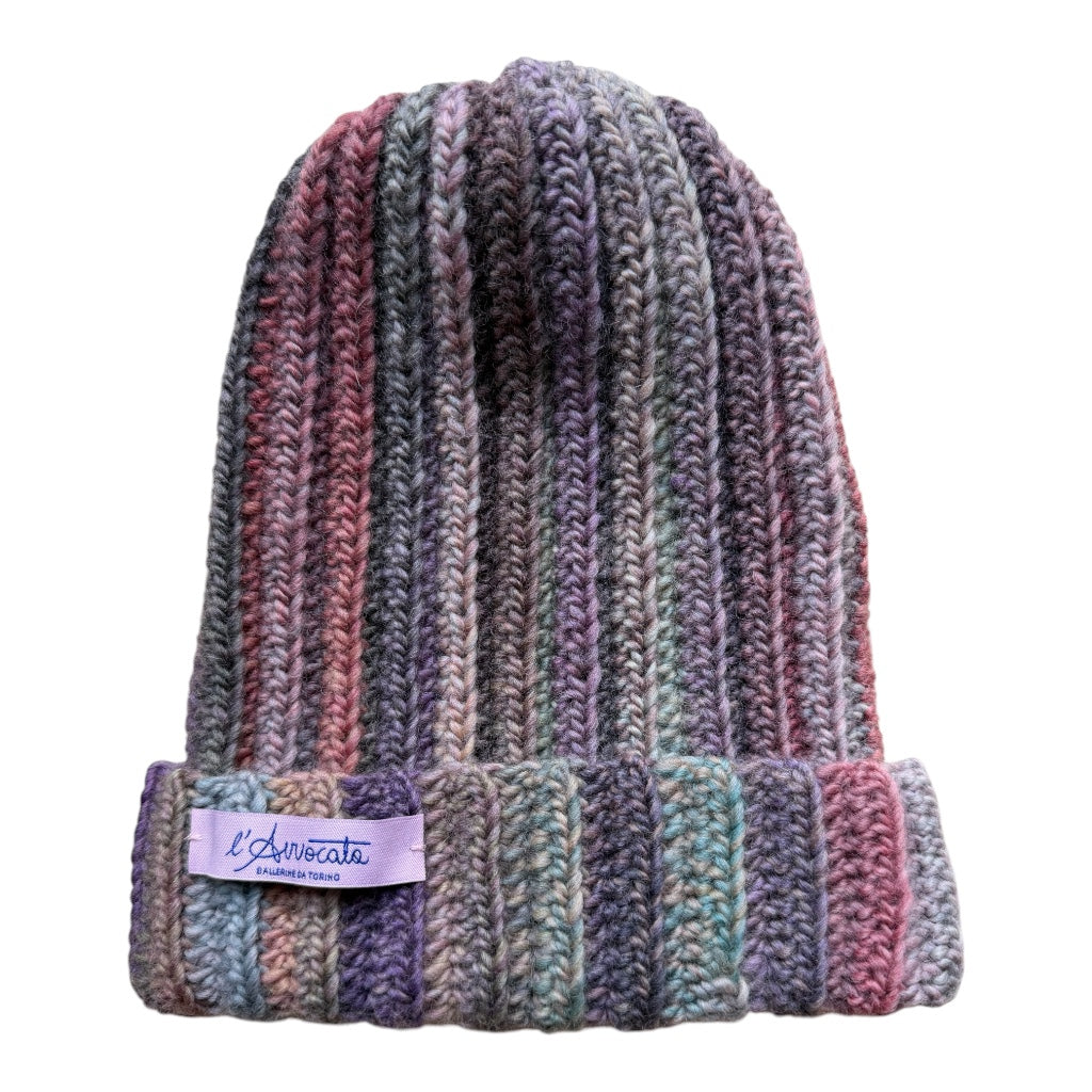 BERRETTO a righe verticali multicolor (rosa antico, violetto, verde, azzurro…)