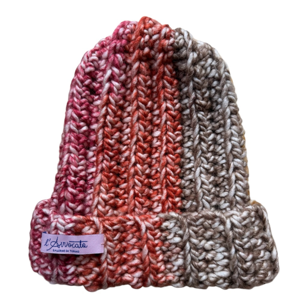 BERRETTO fluffy melange tonalità arancio, rosa, senape, nude…